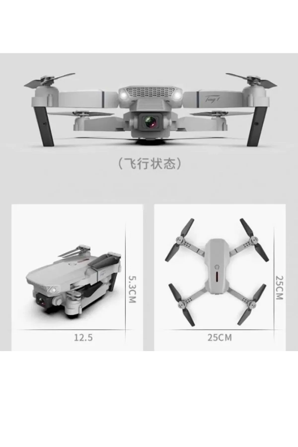 Bilişim Burada E88 DRONE 4K HD ÇİFT KAMERALI DRONE APP KONTROL WİFİ Lİ KATLANABİLİR QUATCOPTER X3 BATARYA